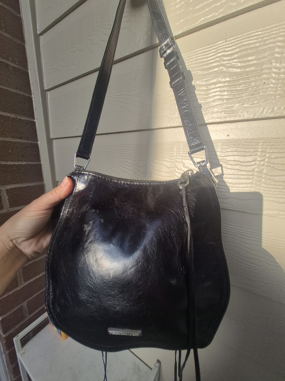 Rebecca Minkoff Black Leather Vanity Saddle Crossbody Bag - Picture 4 of 14
